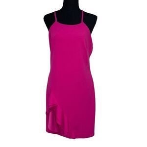 Fuschia Ruffled Sleeveless Mini Dress from Bebe